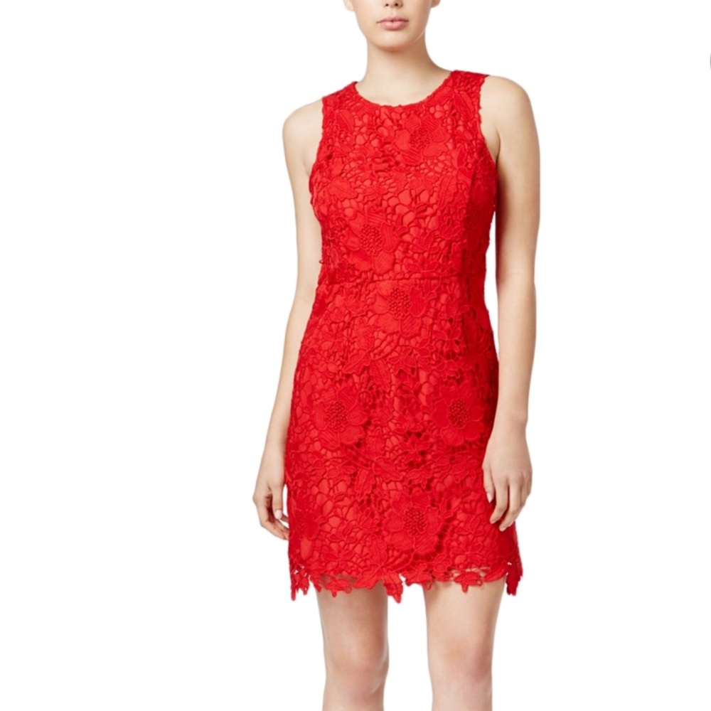 Kensie Red Lace Sheath Dress